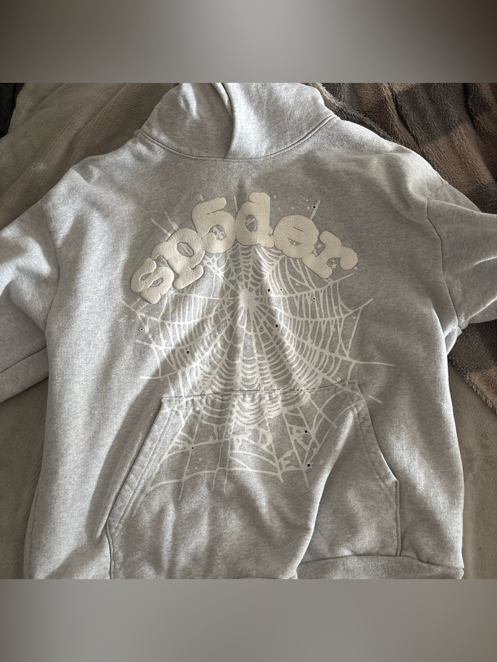 Gray Graphic Spiderweb Hoodie Sweatshirt